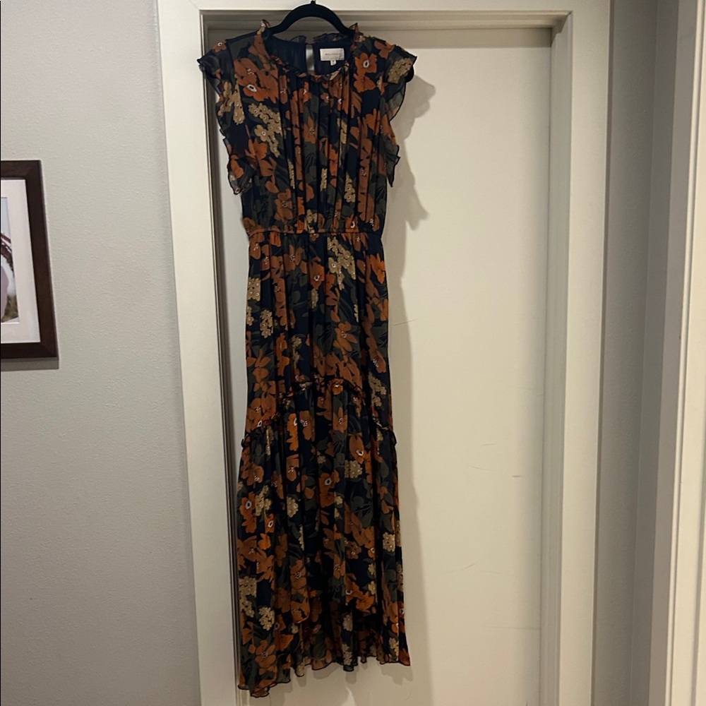 MELLODAY Navy and Orange Floral Maxi Dress
